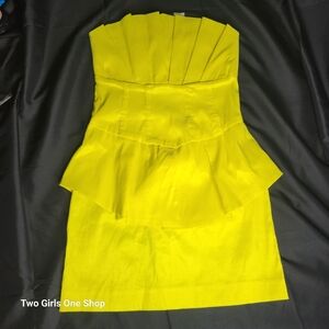 Romeo & Juliet Couture Yellow Strapless Peplum Dress